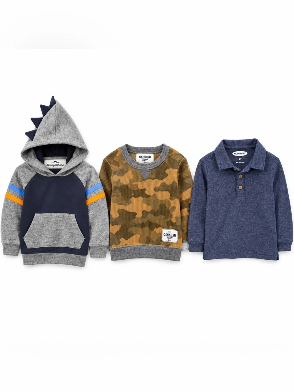 Boys 2T 3PC Clothing Bundle Tommy Bahama OshKosh Old Navy Hoodie Polo Sweatshirt
